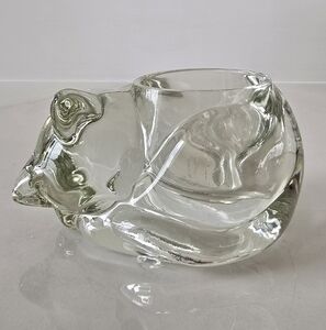 Sleeping Cat Glass Candleholder - Holds Tea Light Or Votive Candles